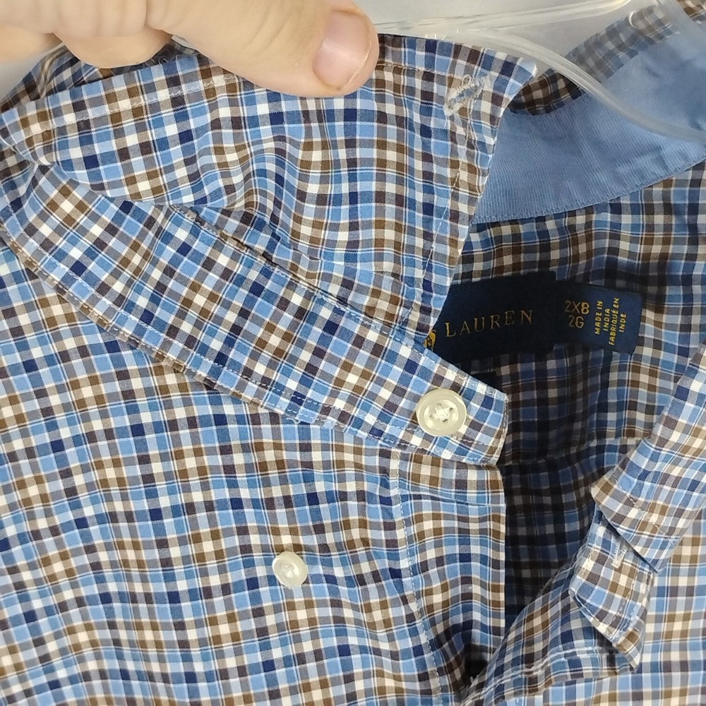 Ralph Lauren Plaid Shirt Men's 2XB Big‎ Long Sleeve Shirt Stretch Cotton Pony - Picture 8 of 14